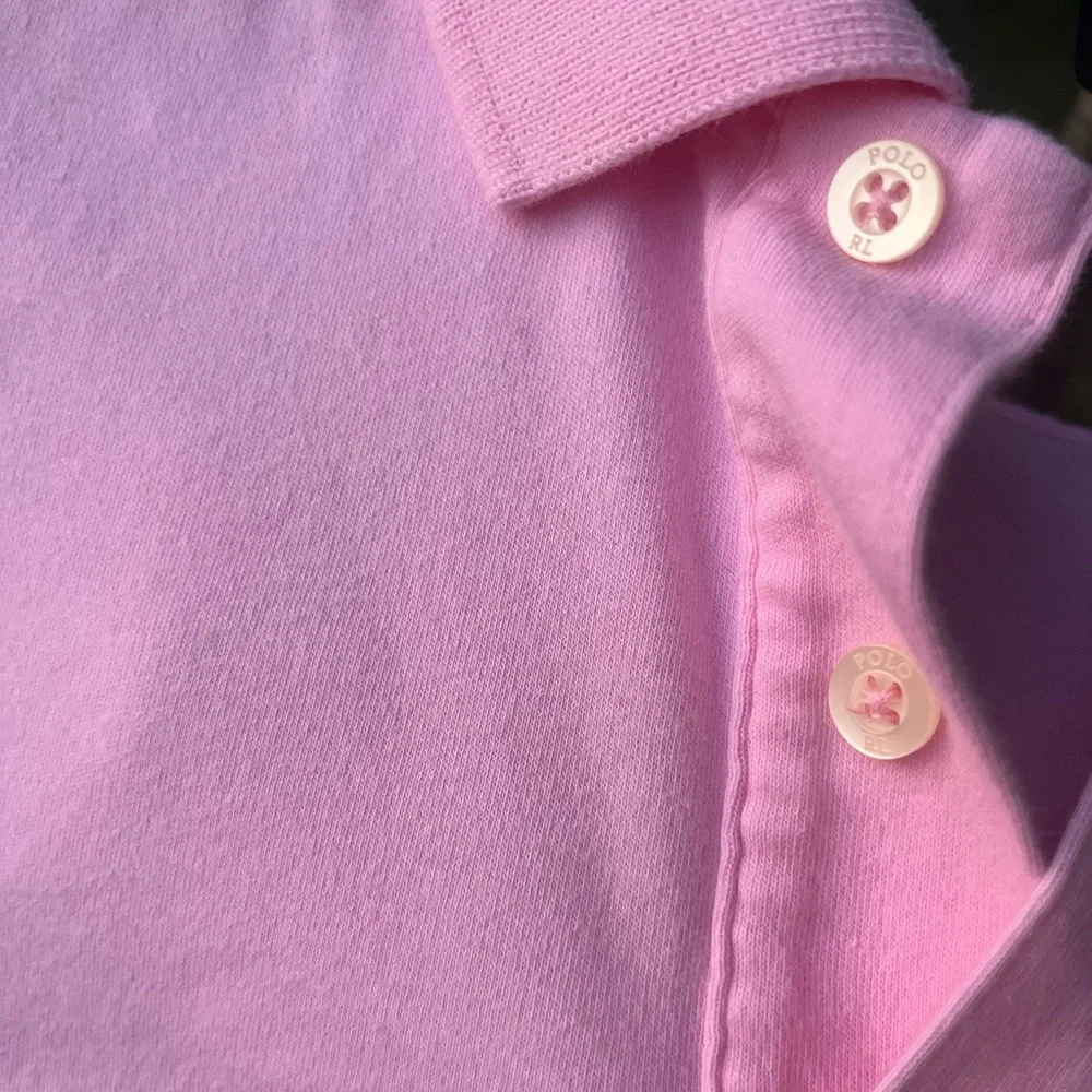 Ralph Lauren Pink Polo Buttoned Collared Shirt Yellow Logo Emblem Girls 14-16